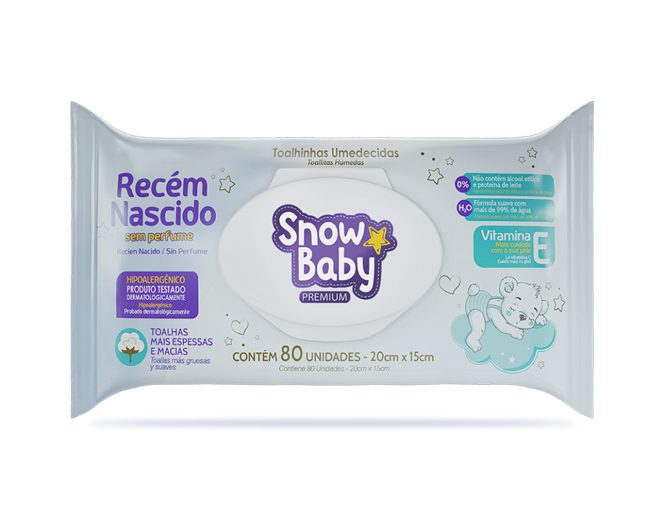 Toalhas Umedecidas Snow Baby Premium recém nascido 80un