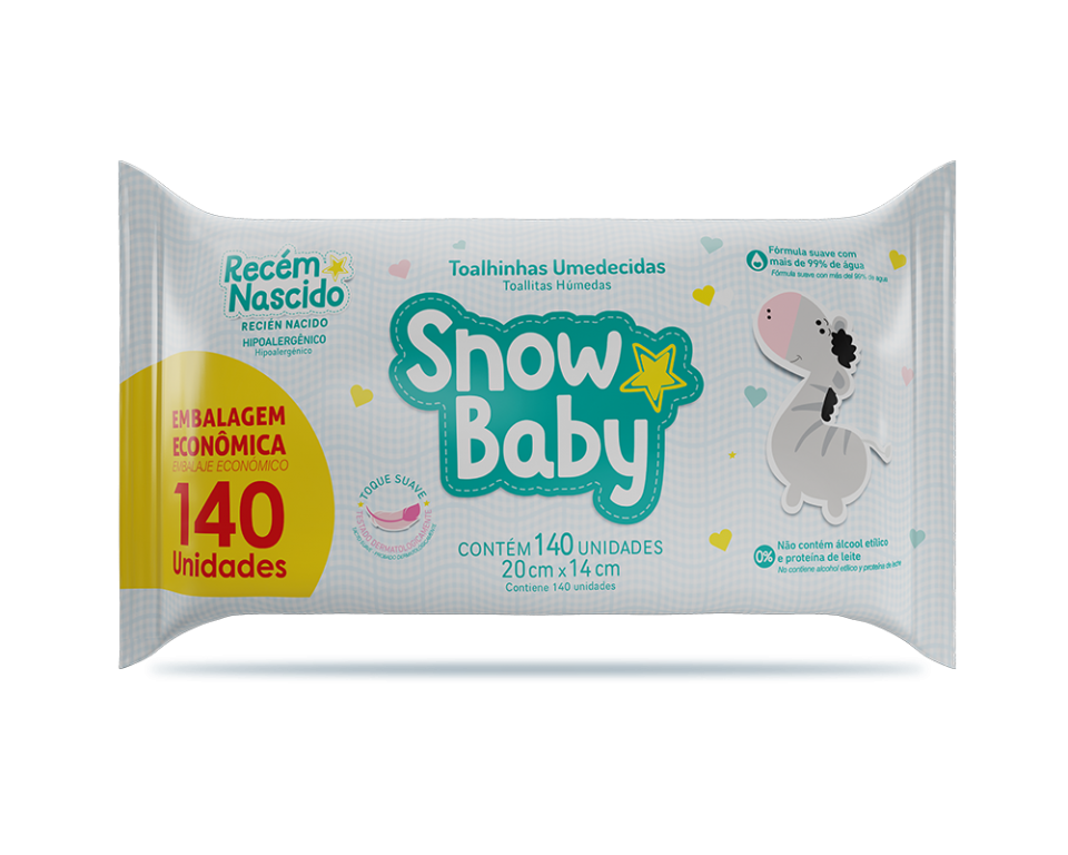 Toalhas Umedecidas Snow Baby recém nascido 140un