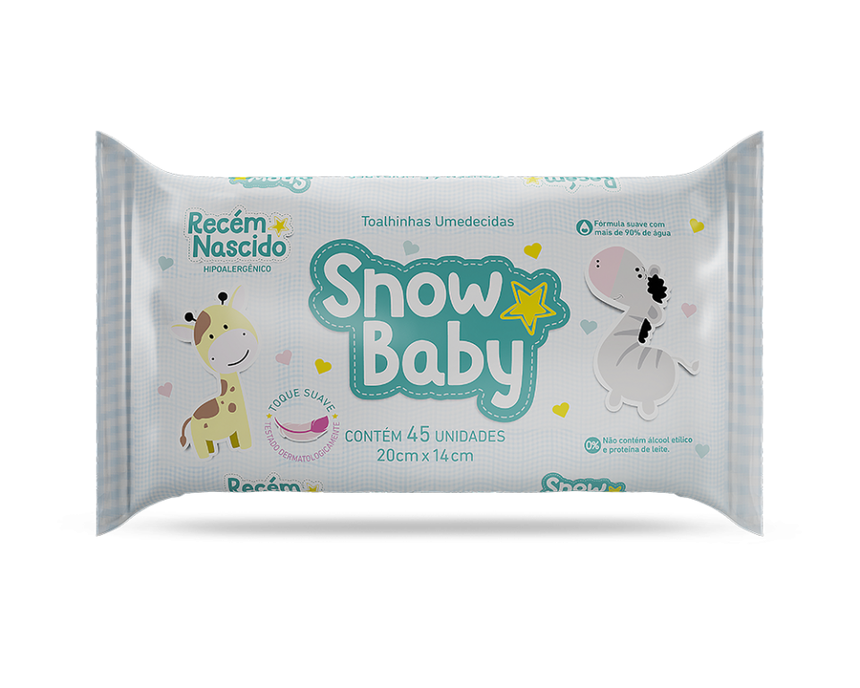 Toalhas Umedecidas Snow Baby recém nascido 45un