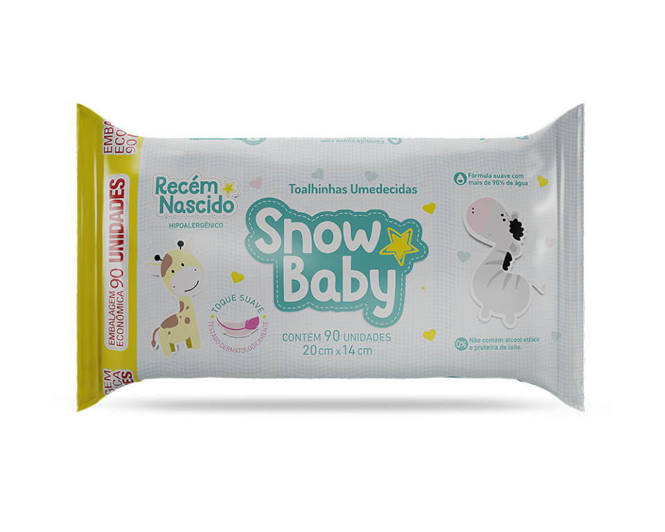 Toalhas Umedecidas Snow Baby recém nascido 90un